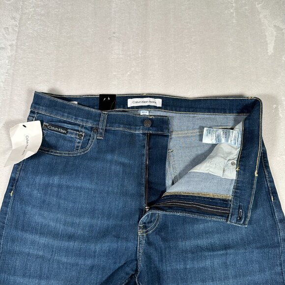 Calvin Klein Jeans Men Size W38 L34 Slim Straight Fit Blue Ashton Cotton Blend - Picture 6 of 13